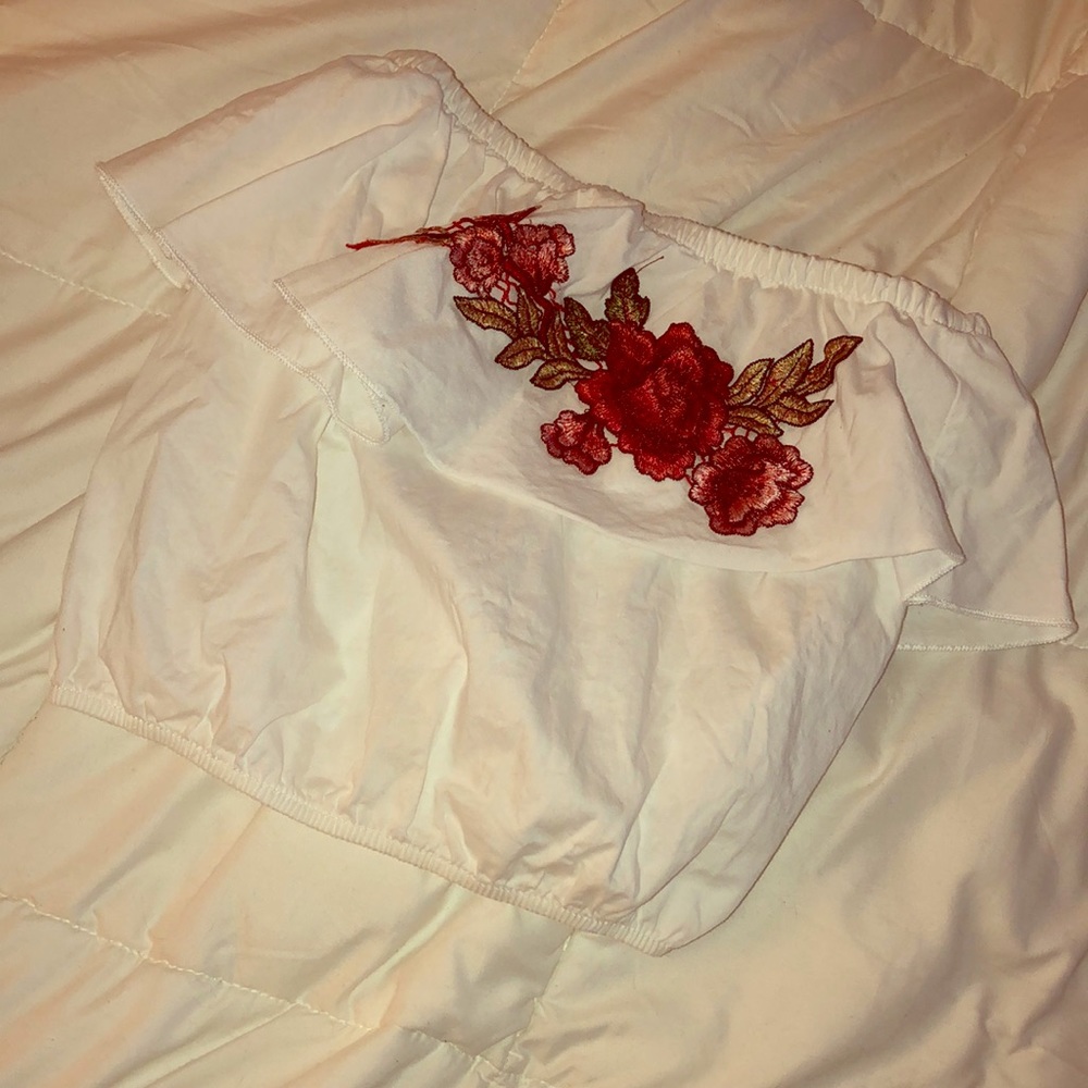 Flower Off the Shoulder Crop Top